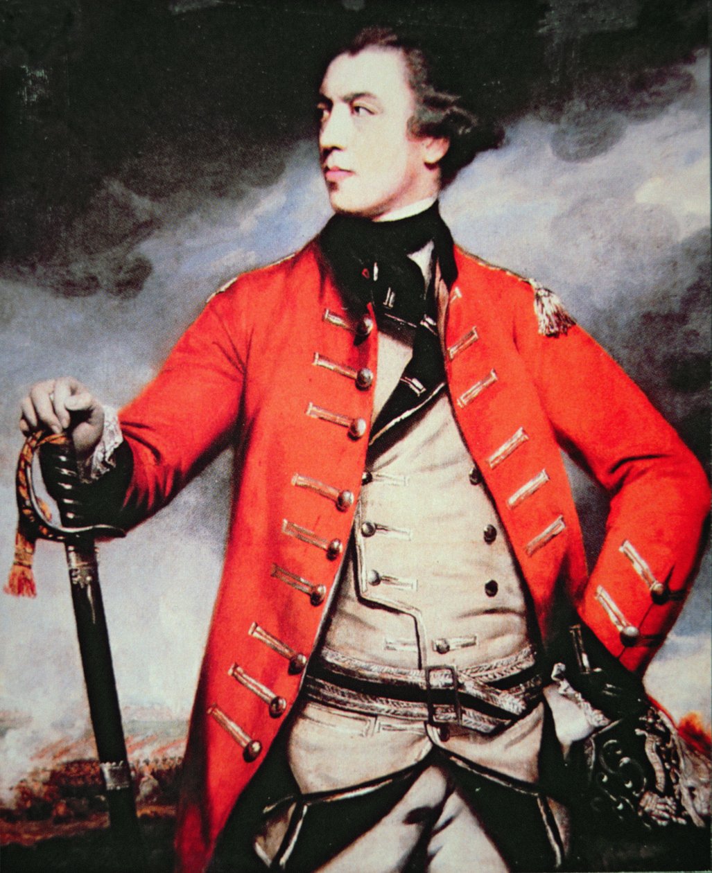 Kenraali John Burgoyne (väri litho) tekijältä Joshua (after) Reynolds