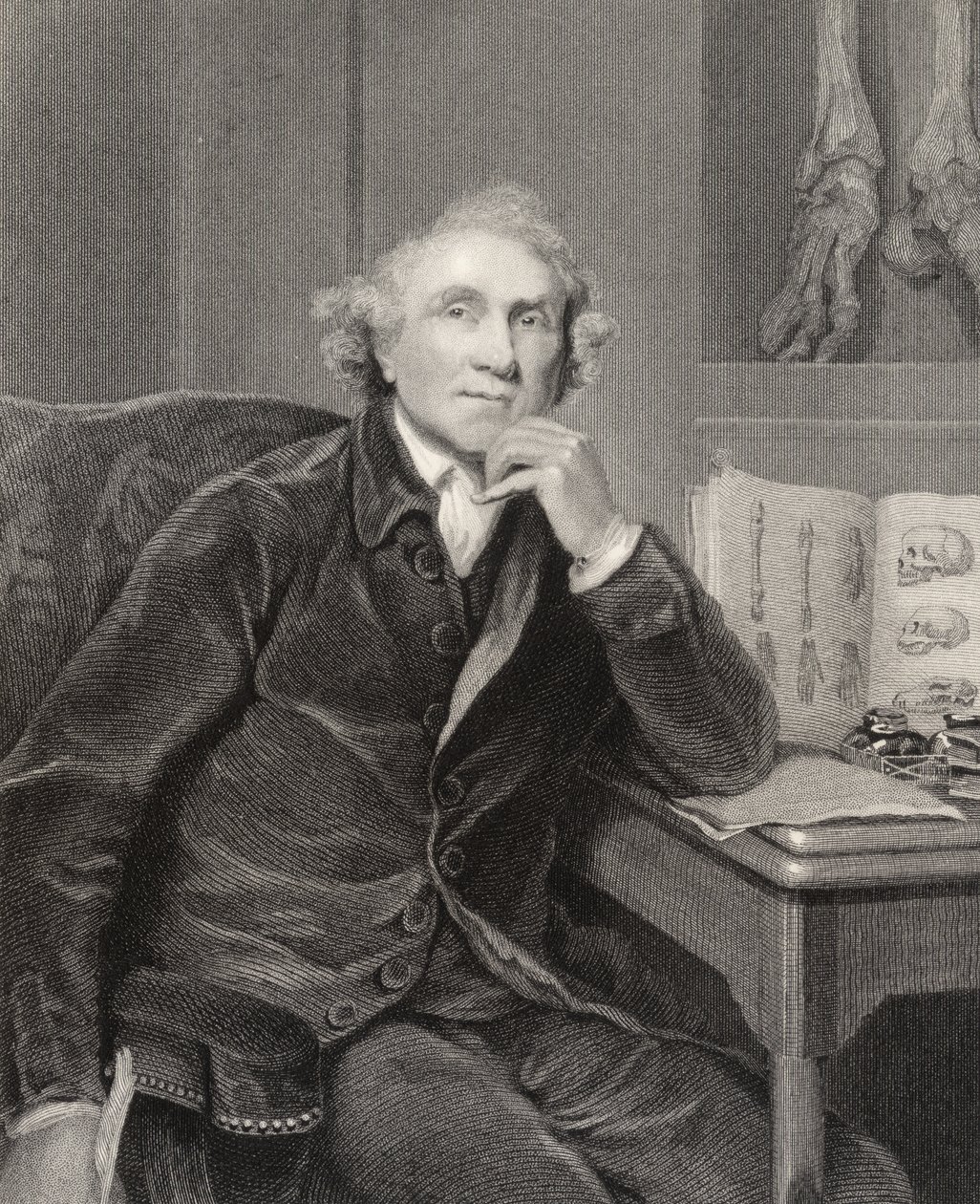 John Hunter, kaiverrus G.H. Adcock, National Portrait Gallery, osa V, julkaistu n. 1835 (litho) tekijältä Joshua (after) Reynolds