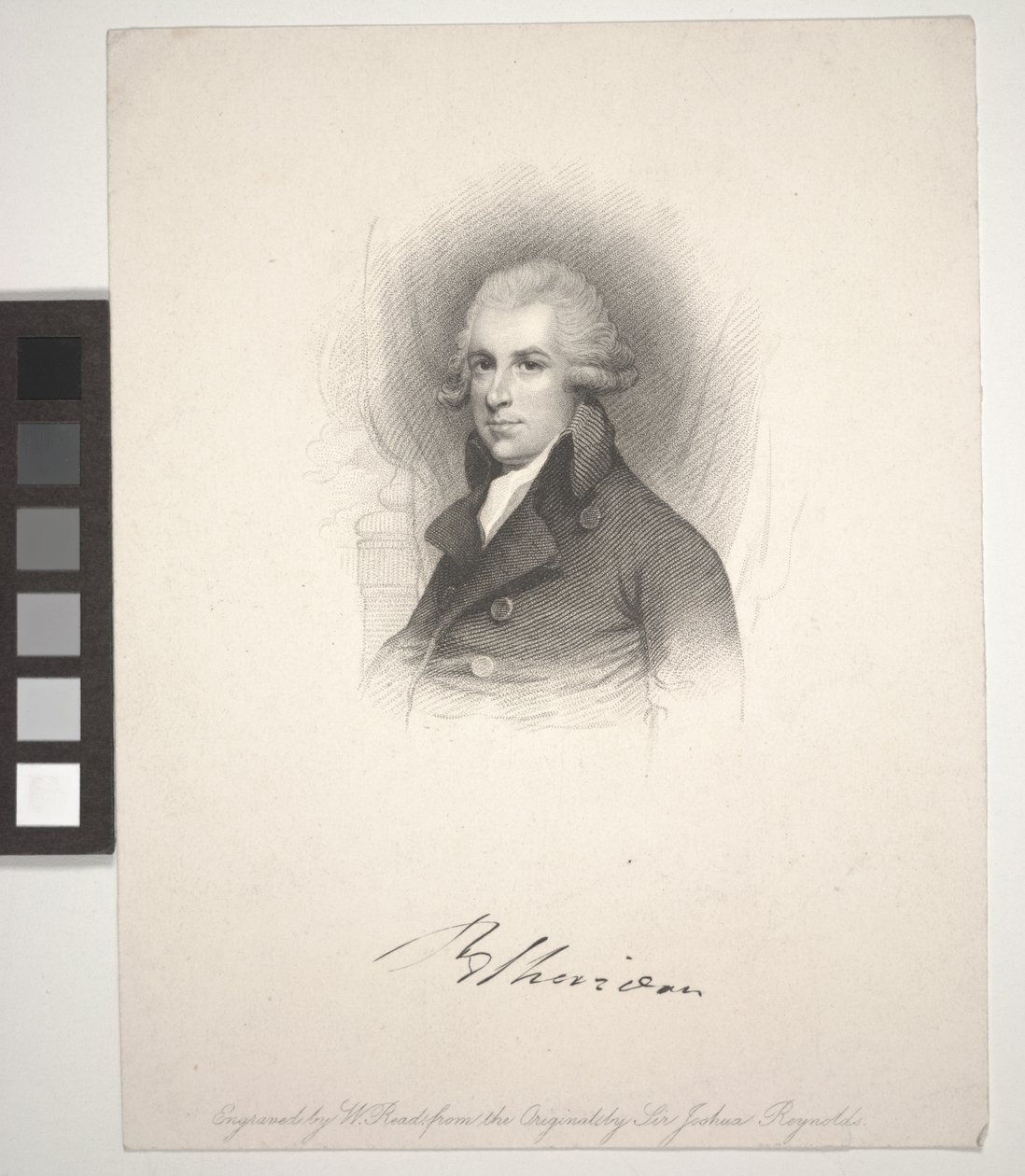 Richard Brinsley Sheridan, kaiverrus W. Read (1824-1837) tekijältä Joshua (after) Reynolds