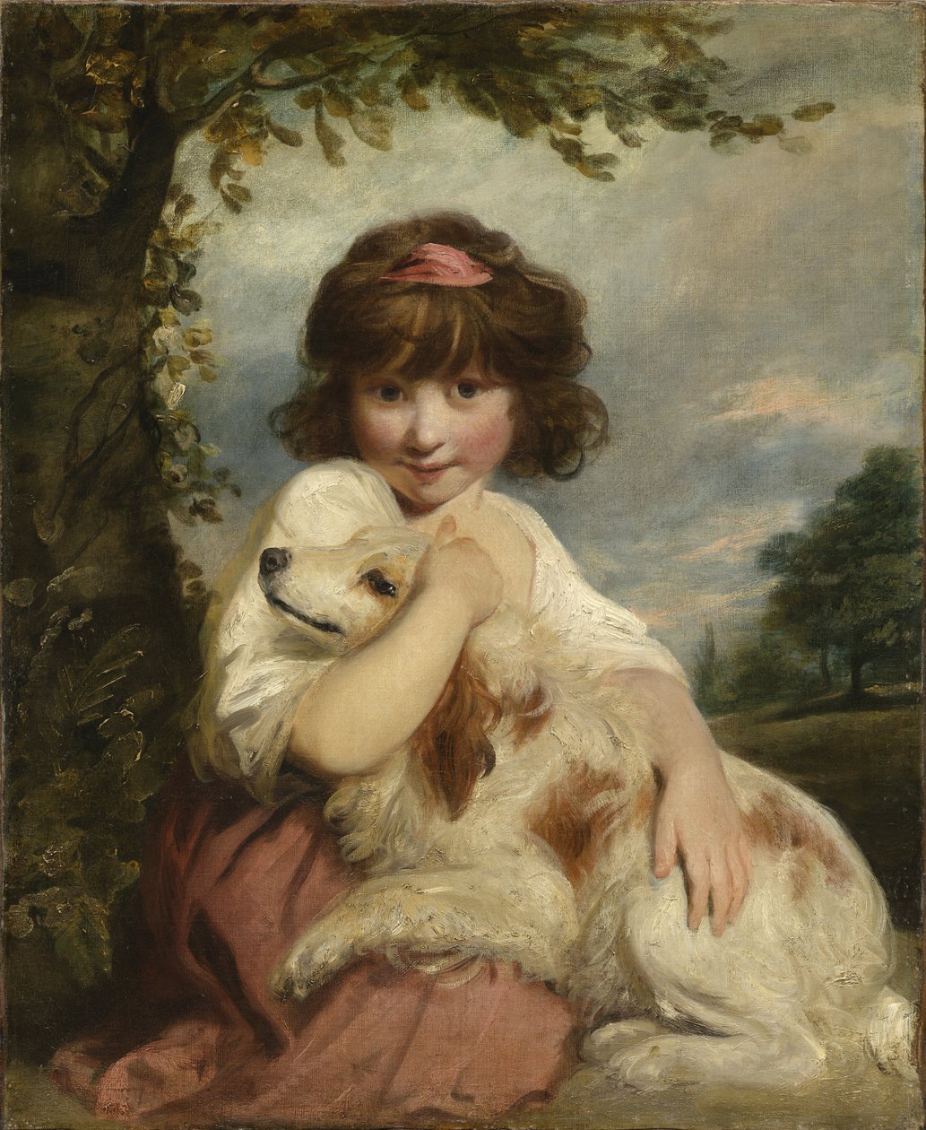 Nuori tyttö ja hänen koiransa tekijältä Joshua Reynolds