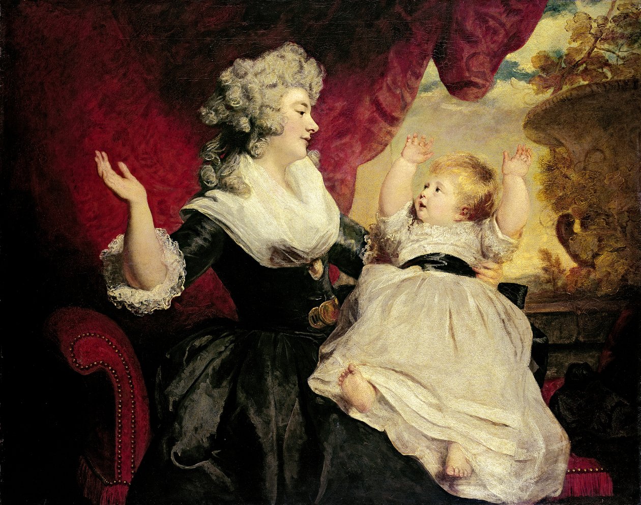 Georgiana, Devonshiren herttuatar tyttärensä Lady Georgiana Cavendishin kanssa (öljy kankaalle) tekijältä Joshua Reynolds