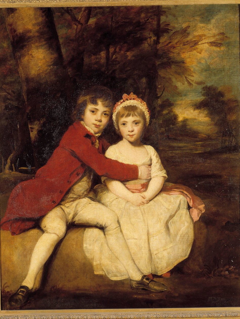 John Parker ja hänen sisarensa Theresa Veli ja sisarlapset seisovat hellästi. Joshua Reynoldsin (1723-1792) maalaus tekijältä Joshua Reynolds