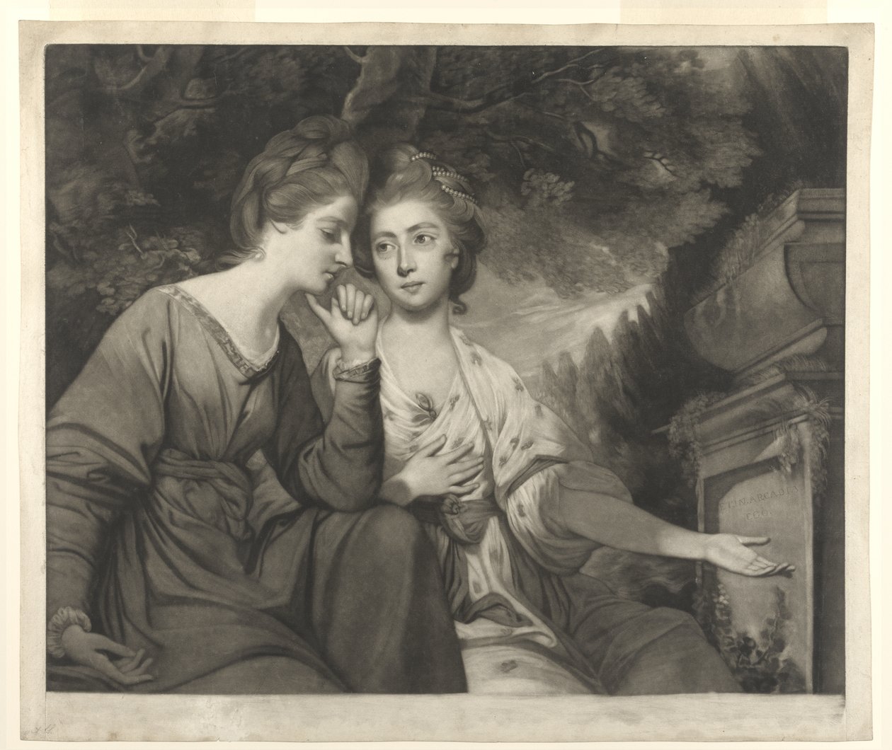 Rouva Harriet Bouverie ja rouva Frances Ann Crewe, kaiverrus Giuseppe Marchi, 1770 tekijältä Joshua Reynolds