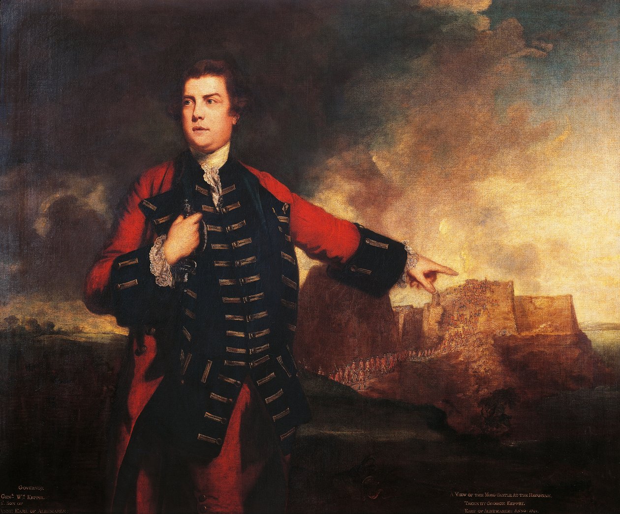 Muotokuva brittikenraalista William Keppelistä hyökkäämässä Morron linnaan, Joshua Reynoldsin maalaus (1723-1792) tekijältä Joshua Reynolds