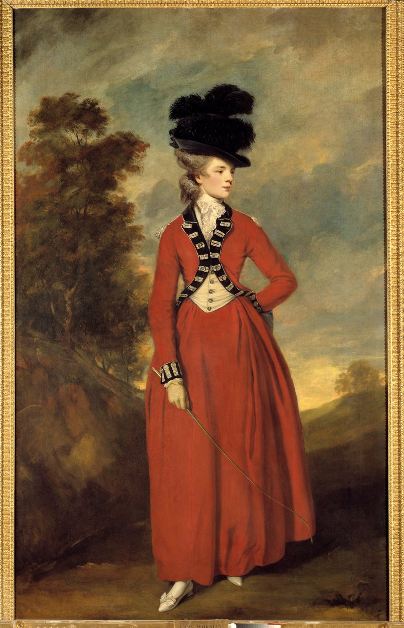 Lady Worsleyn muotokuva Joshua Reynoldsin (1723-1792) maalaus, noin 1776 Dim. 236 x 144 cm Yksityinen kokoelma tekijältä Joshua Reynolds