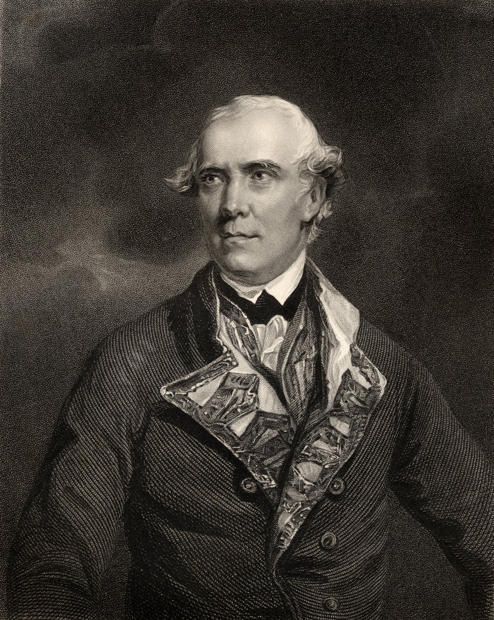 Kontra-amiraali Samuel Barrington, kaiverrus H.T. Ryall, "The National Portrait Gallery, Volume IV", julkaistu noin 1820 tekijältä Joshua Reynolds