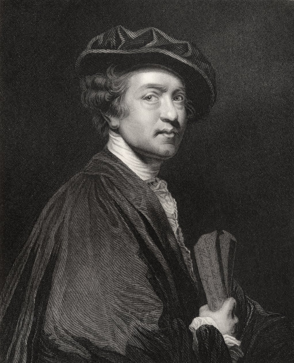 Sir Joshua Reynolds, kaiverrettu J. Cochranin toimesta, National Portrait Gallery, Volume V, julkaistu noin vuonna 1835 (litografia). tekijältä Joshua Reynolds