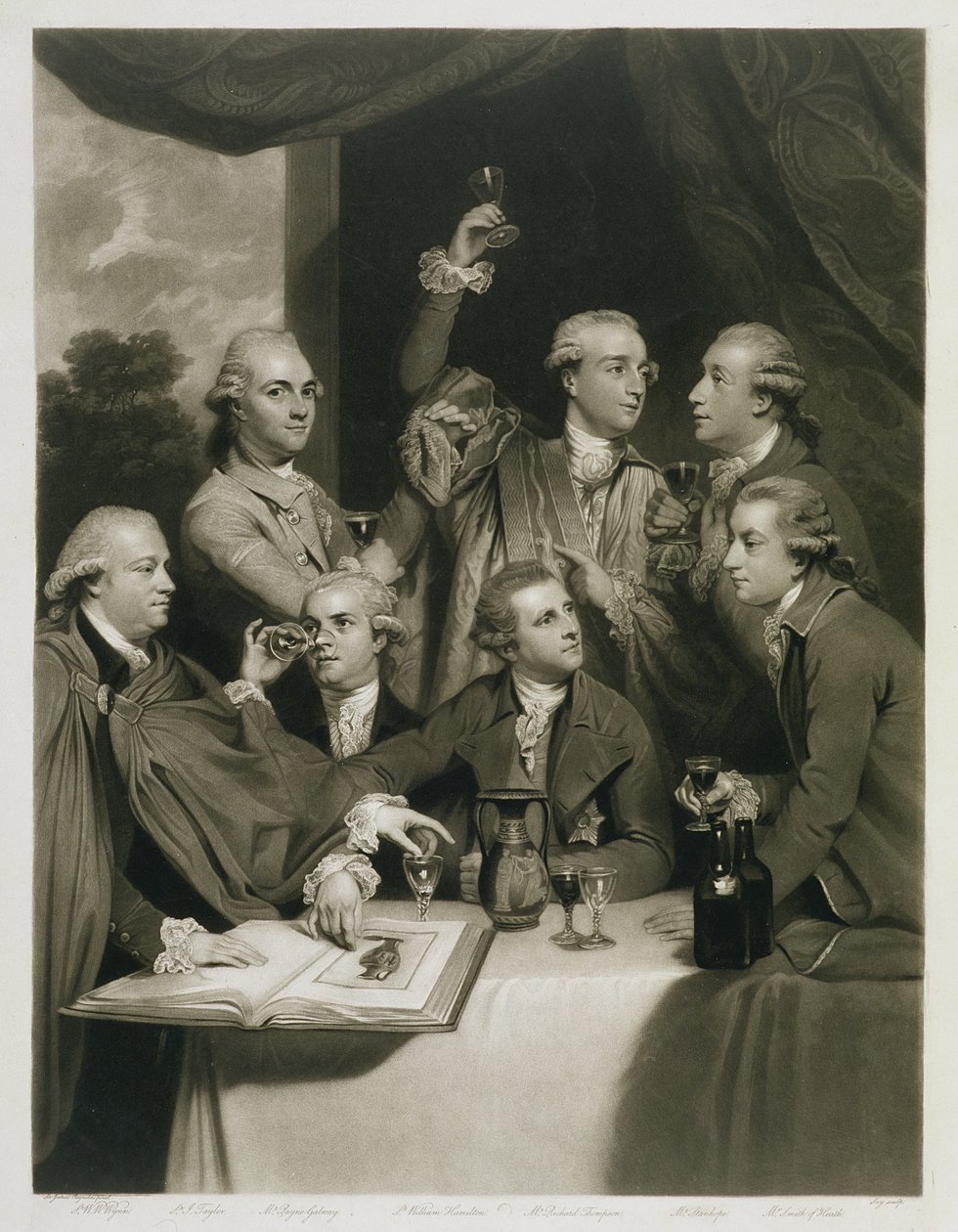 Sir William Hamilton (1730-1803) ja muita tuntijoita, Dilettanti-seuran kokous. tekijältä Joshua Reynolds