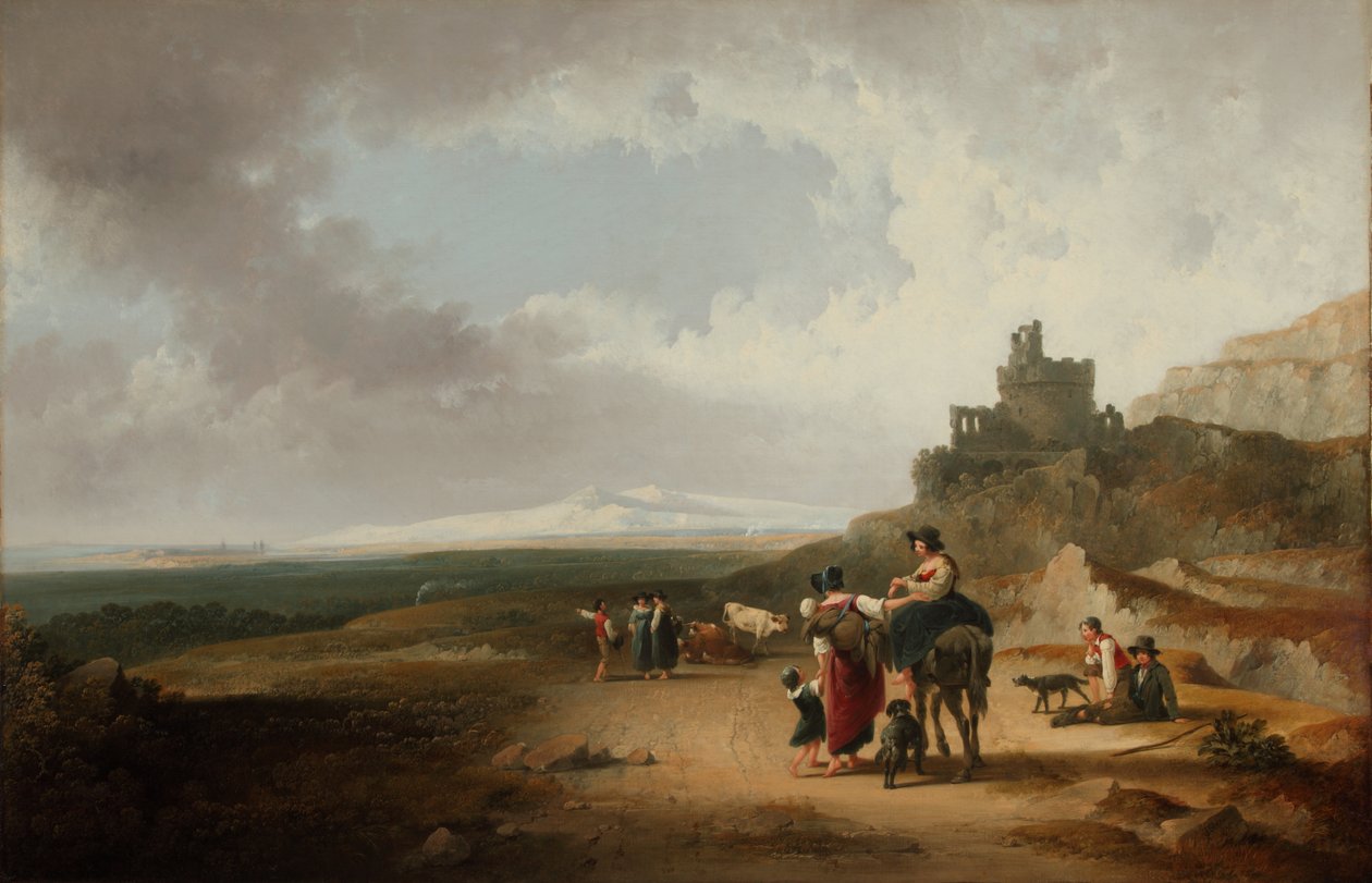 Romanttinen maisema 1835 (Öljy kankaalle) tekijältä Joshua Shaw