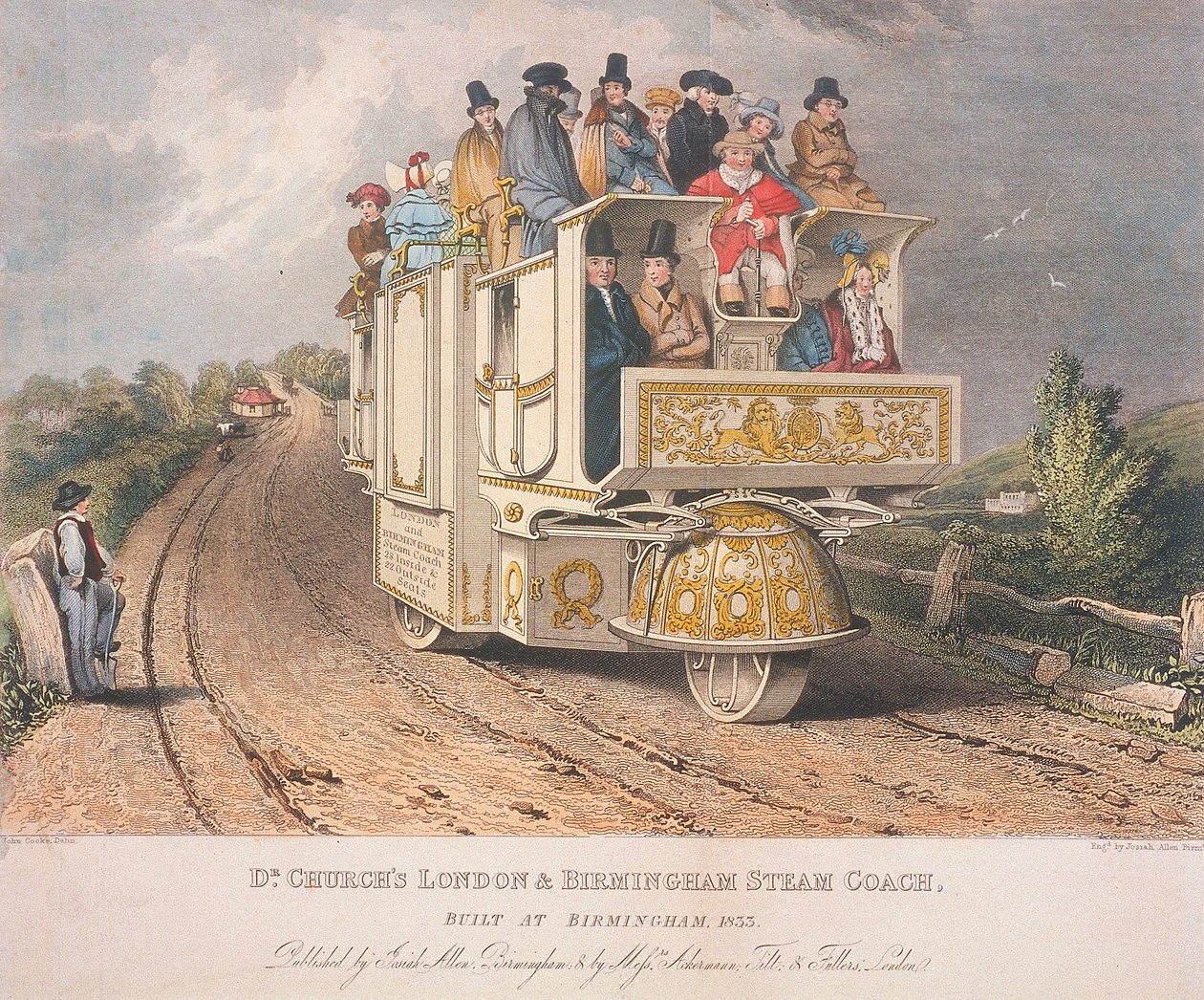 Dr Churchin Lontoon ja Birminghamin höyrybussi, 1833 tekijältä Josiah Allen