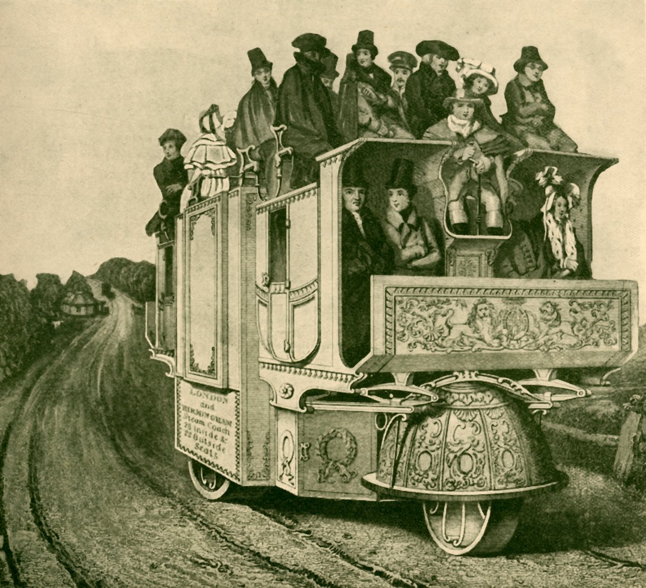 "William Churchin höyryautovaunu Lontoon ja Birminghamin välillä", 1930. tekijältä Josiah Allen