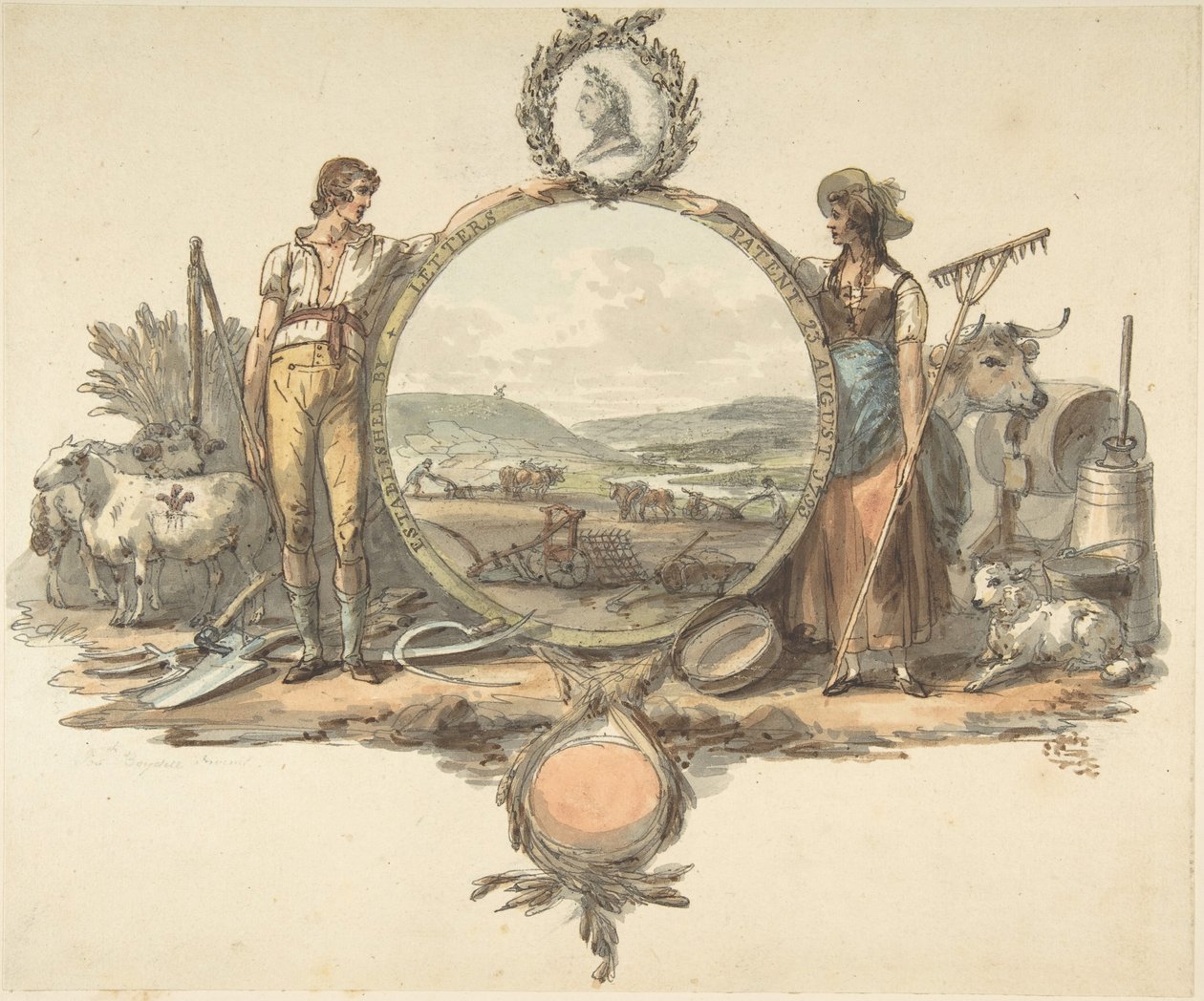 Suunnittelu etukappaleelle, n. 1793. tekijältä Josiah Boydell