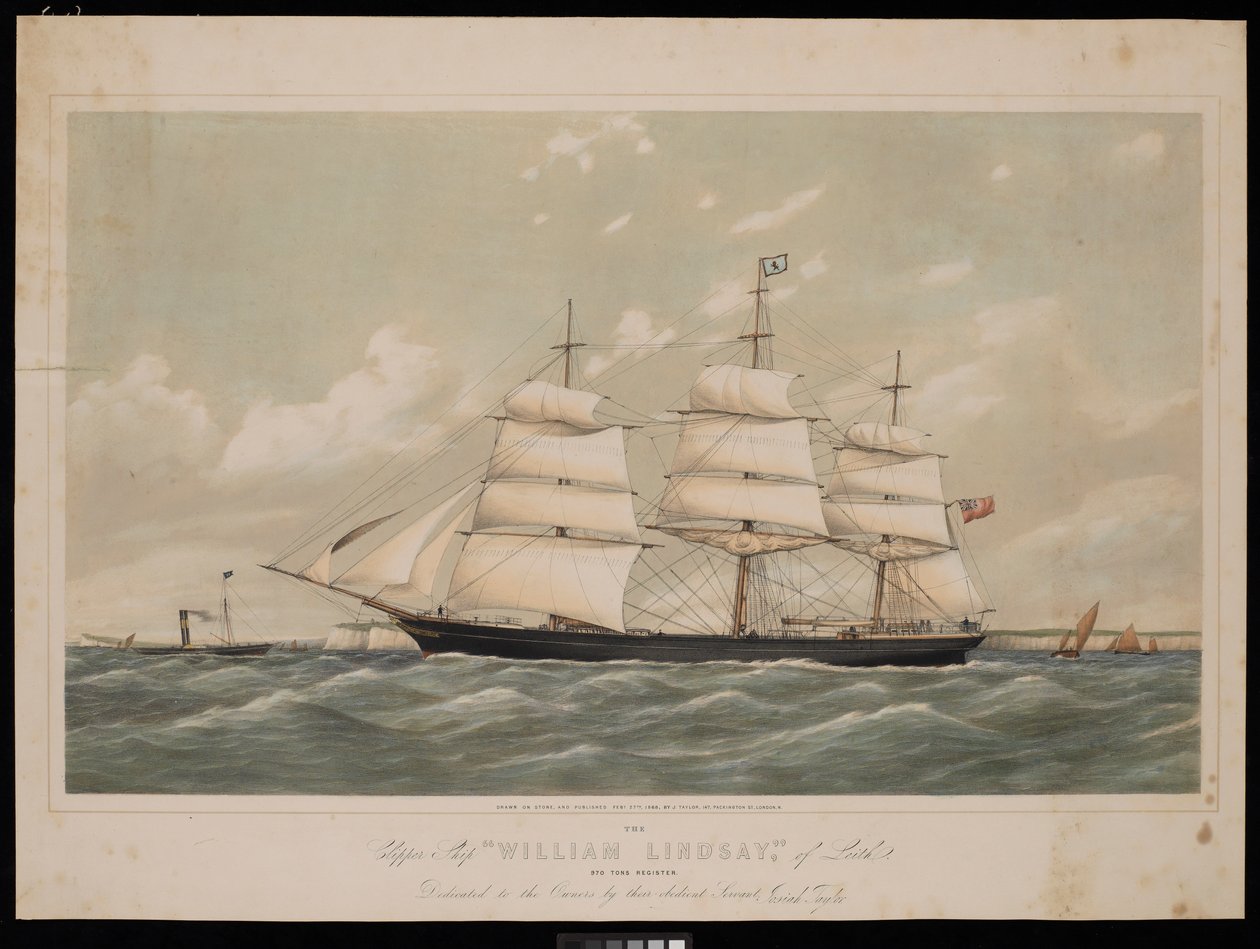 Clipper Ship Wiliam Lindsay of Leith 970 tonnin rekisteri..., 27. helmikuuta 1868, tekijältä Josiah Taylor