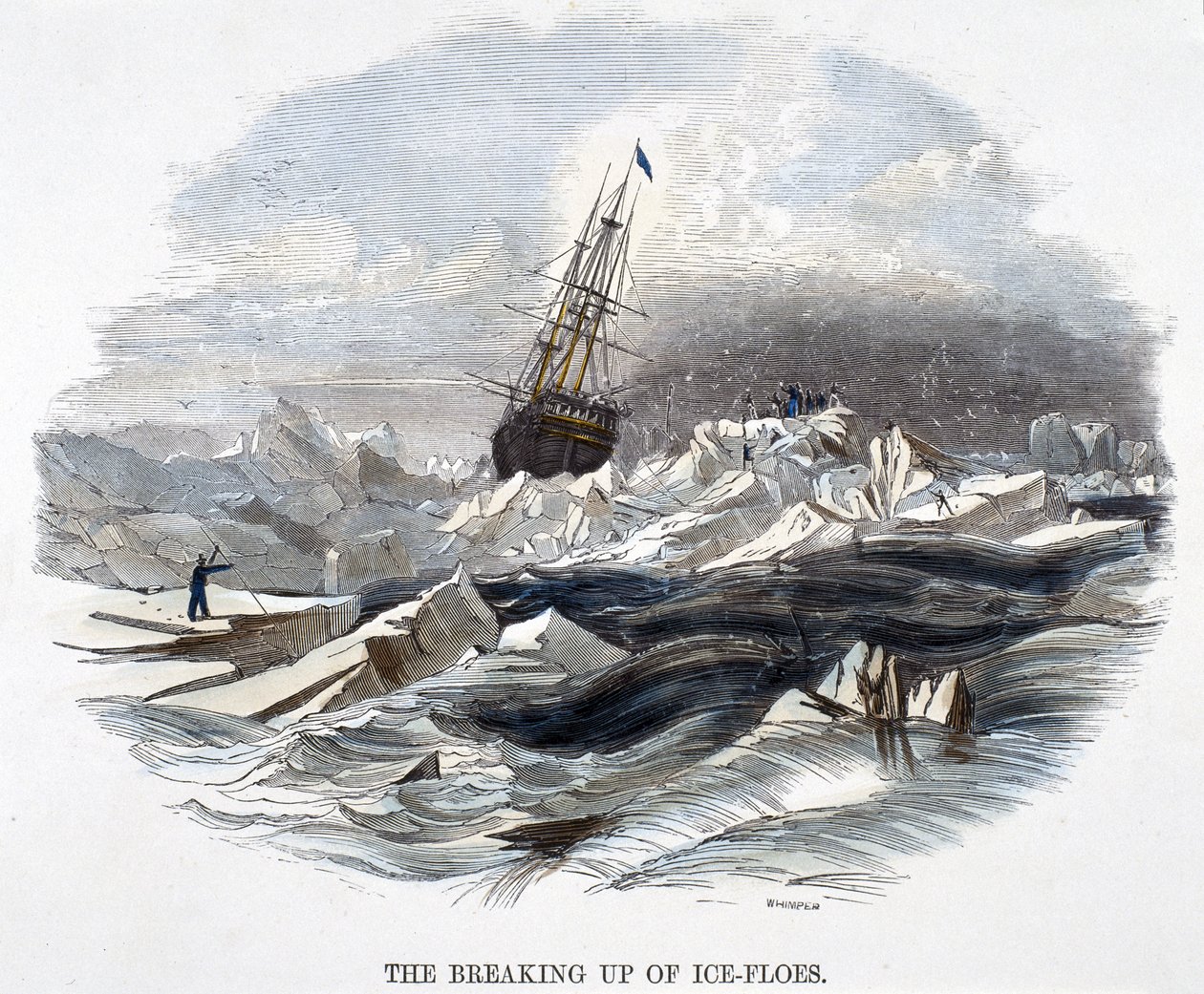 Jäälauttojen hajoaminen, luonnonilmiöistä, 1849 tekijältä Josiah Wood Whymper