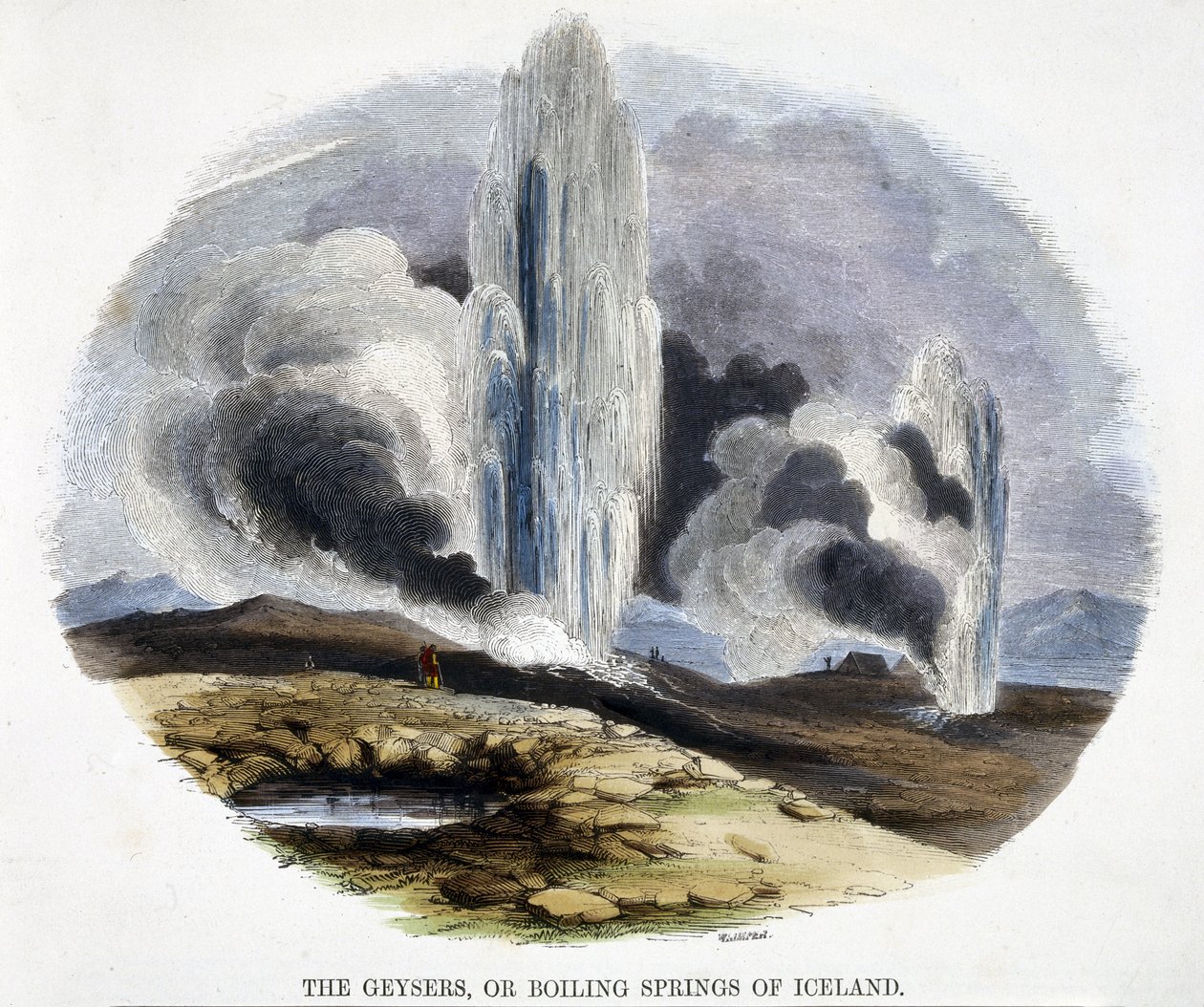 Geysirit eli Islannin kiehuvat lähteet, luonnonilmiöistä, 1849 tekijältä Josiah Wood Whymper