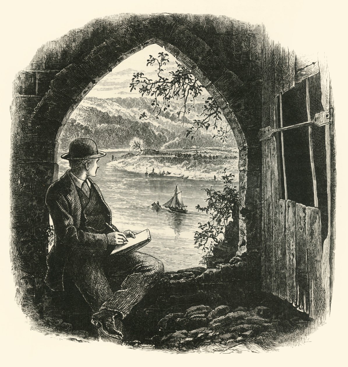 Wye, Chepstowin linnasta, 1870-luvulta. tekijältä Josiah Wood Whymper