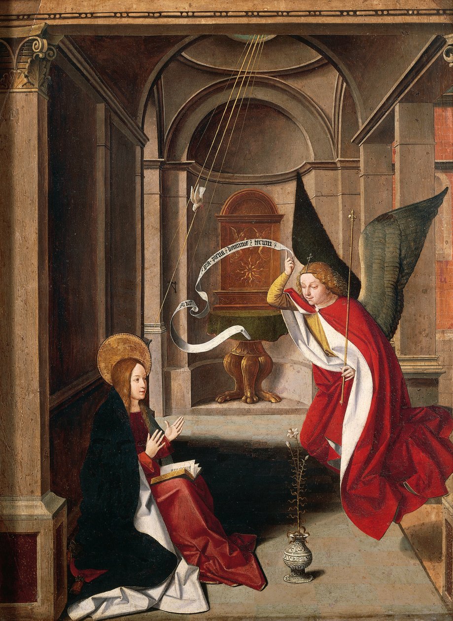 Josse Lieferinxen (kuollut ennen vuotta 1508) julistus, yksityiskohta tekijältä Josse (fl.1493 1508) Lieferinxe
