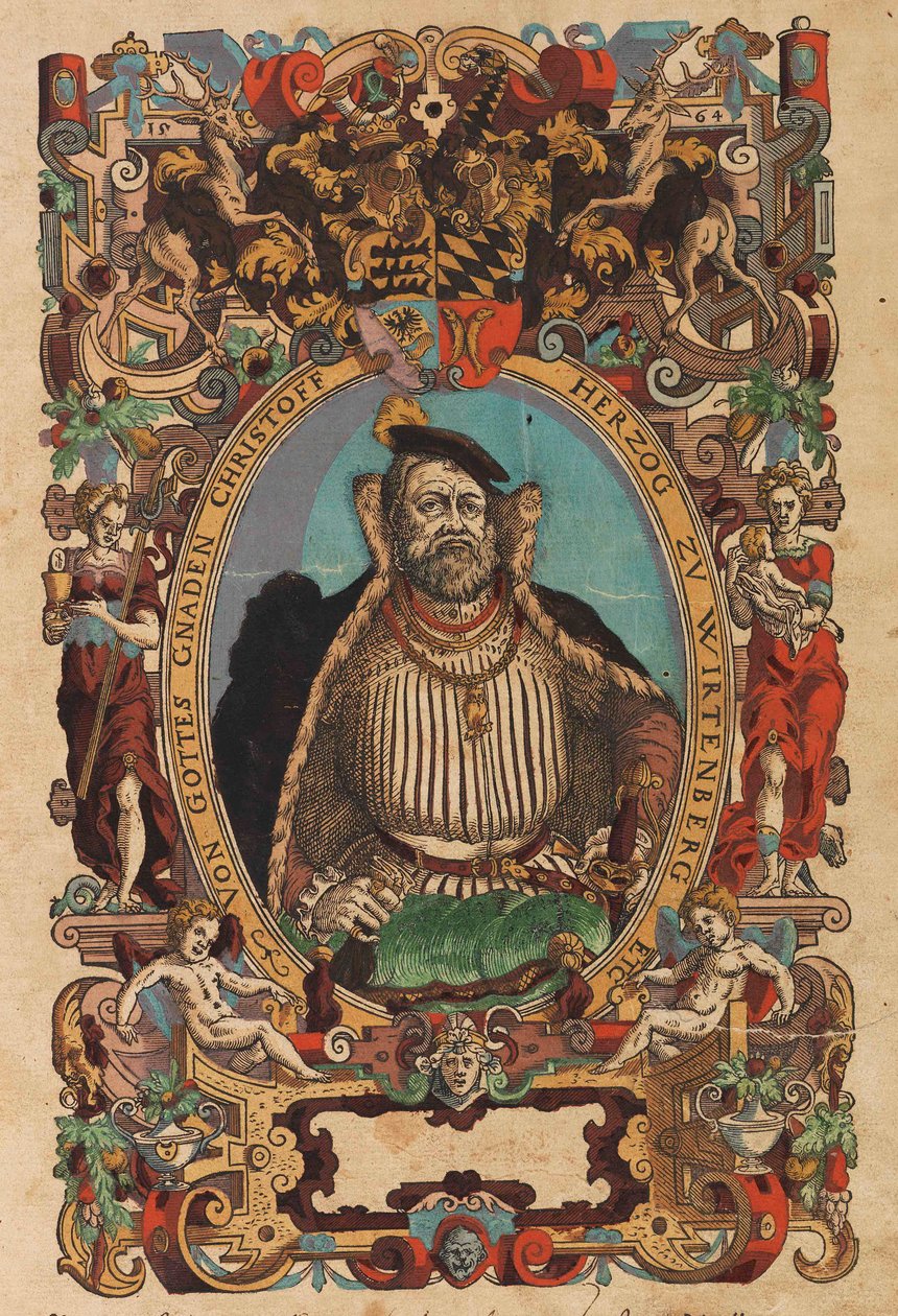 Württembergin herttua Christoph 1515-1568 muotokuva Biblia germanicasta, 1564. tekijältä Jost Amman