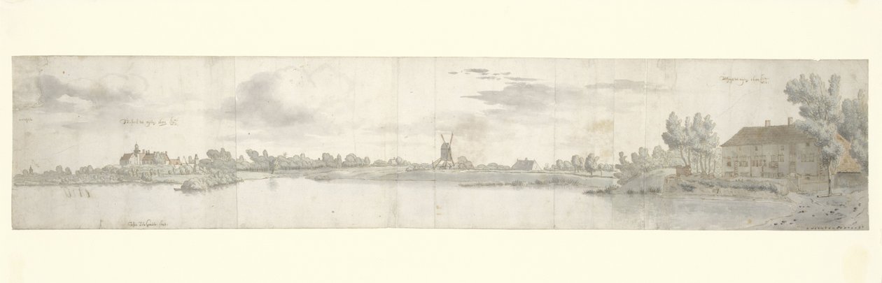Panoraamanäkymä Kasteel Ooijille ja Tollhouselle, Pohjois-Brabantissa tekijältä Josua de Grave