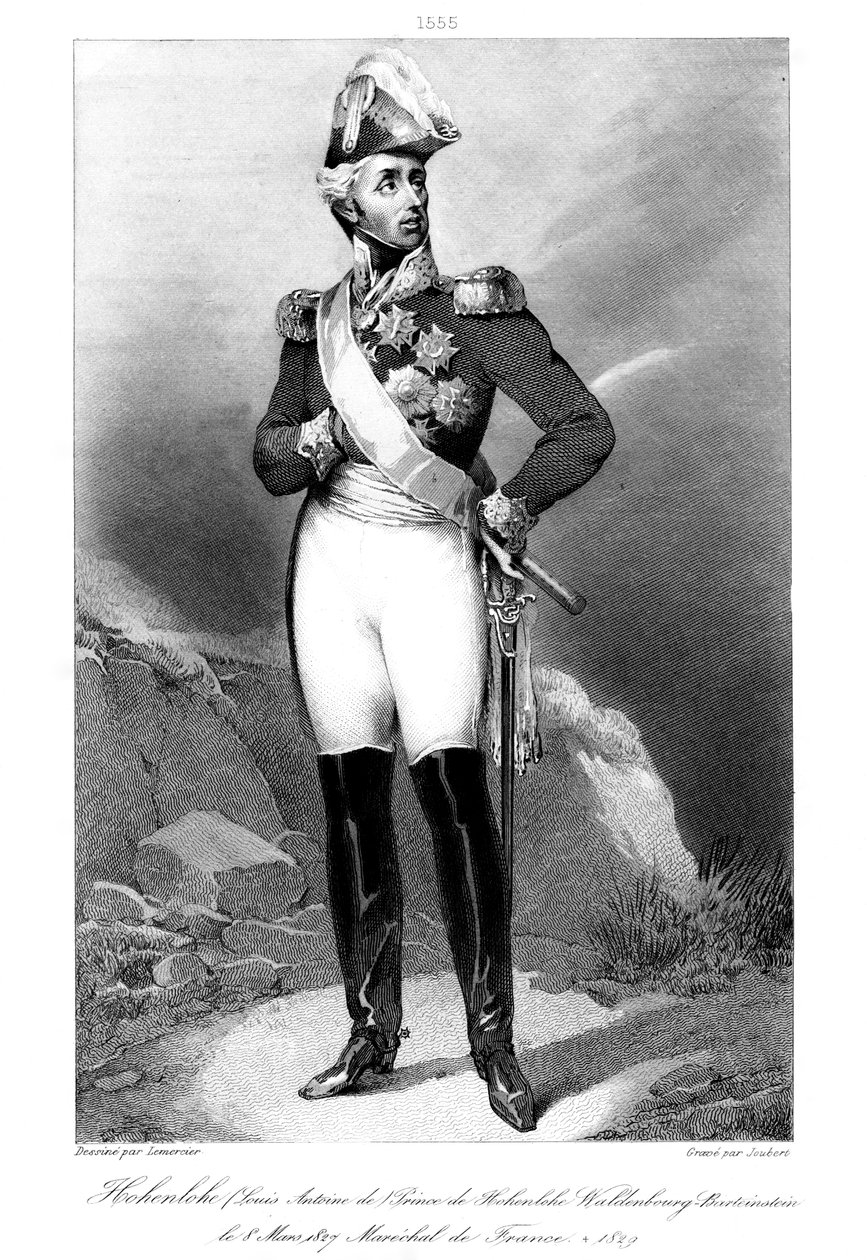 Louis Aloysius, Hohenlohe-Waldenburg-Bartensteinin prinssi 1765-1829, Ranskan marsalkka, 1839. tekijältä Joubert