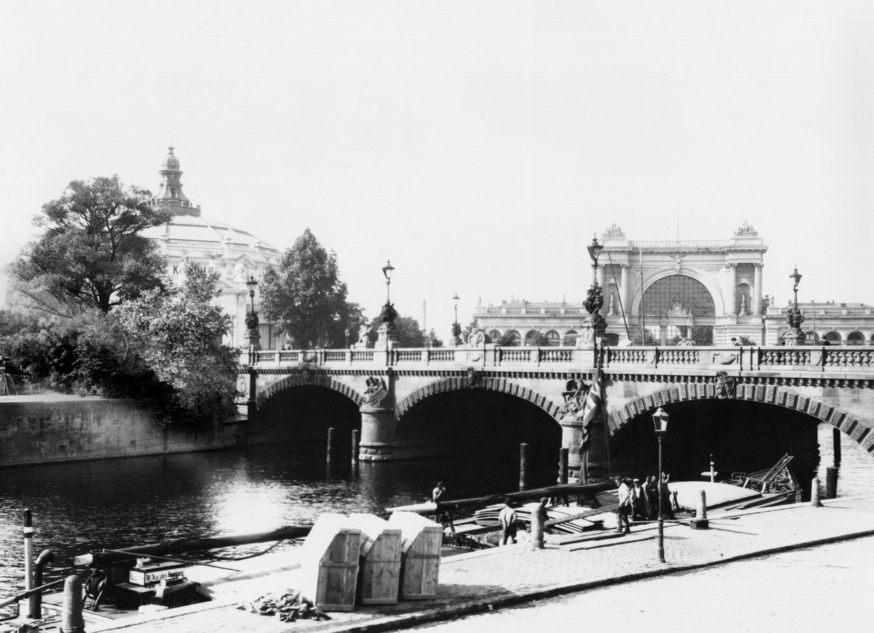 Näkymä Moltken sillalle ja Lehrter Bahnhofin asemalle, Berliini, n. 1910 tekijältä Jousset