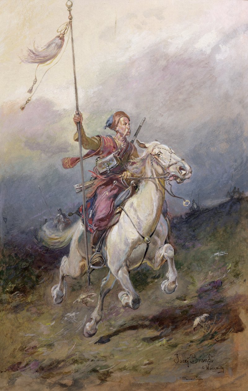 Pathfinder, 1600-luvun puolalainen ratsumies valkoisella laturilla tekijältä Jozef Brandt