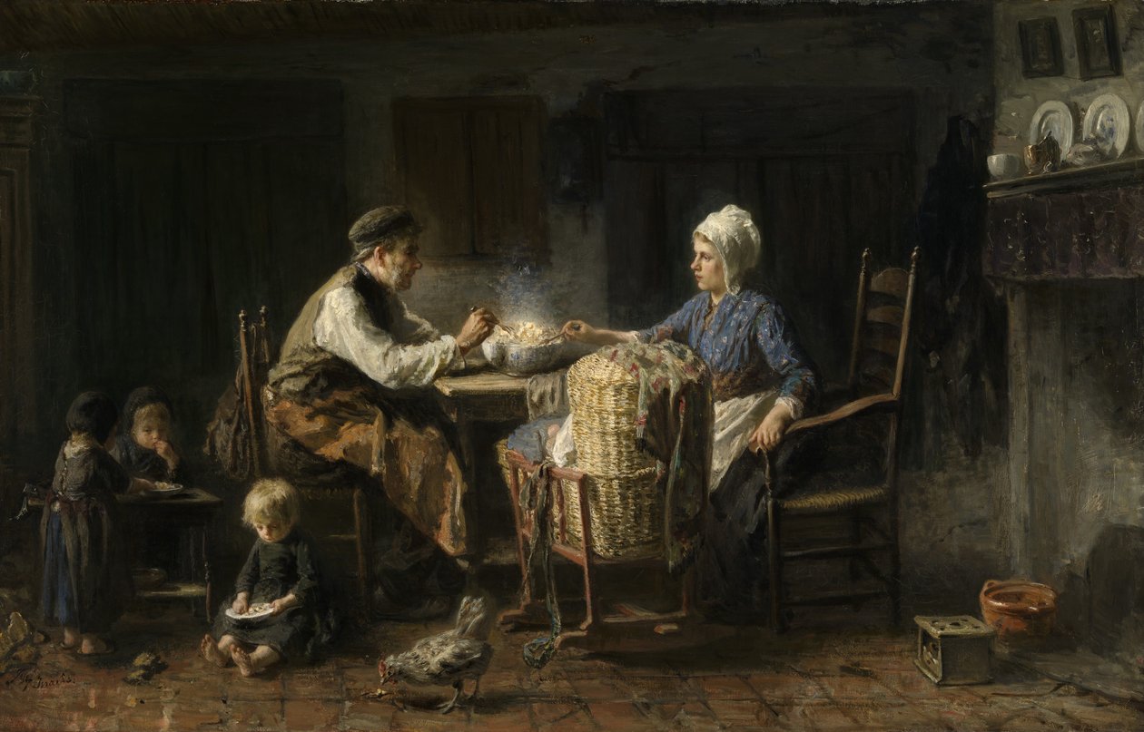 The Frugal Meal (öljy kankaalle) tekijältä Jozef (1824 1911) Israels