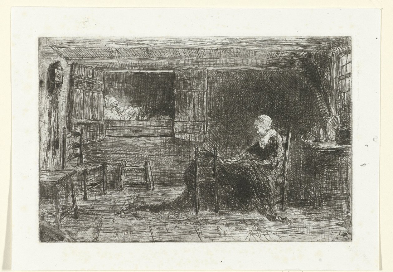Kaksi hahmoa sisätiloissa tekijältä Jozef Israëls (possibly copy after)