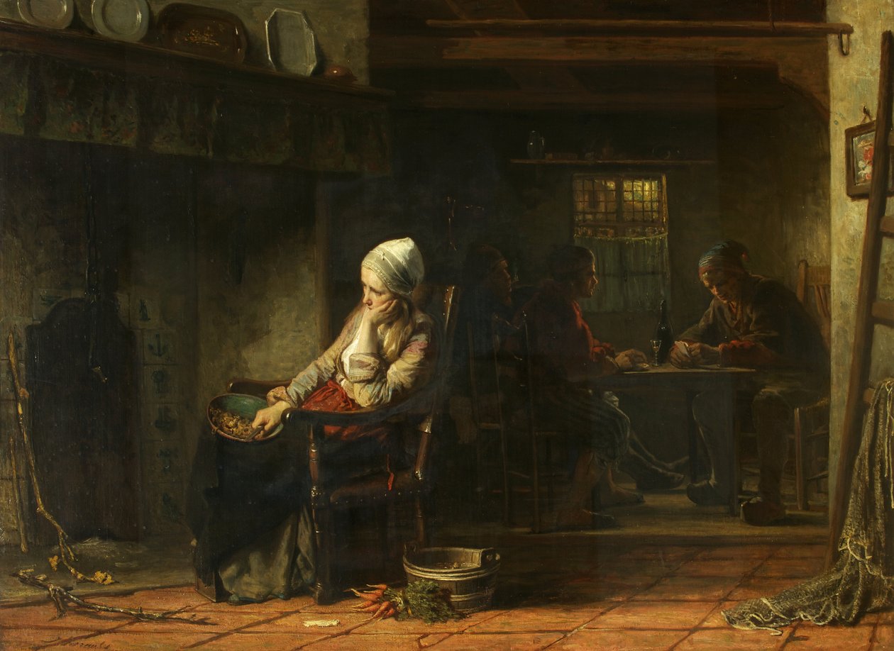 Onneton nainen tai kotimaiset surut, 1859 tekijältä Jozef Israëls