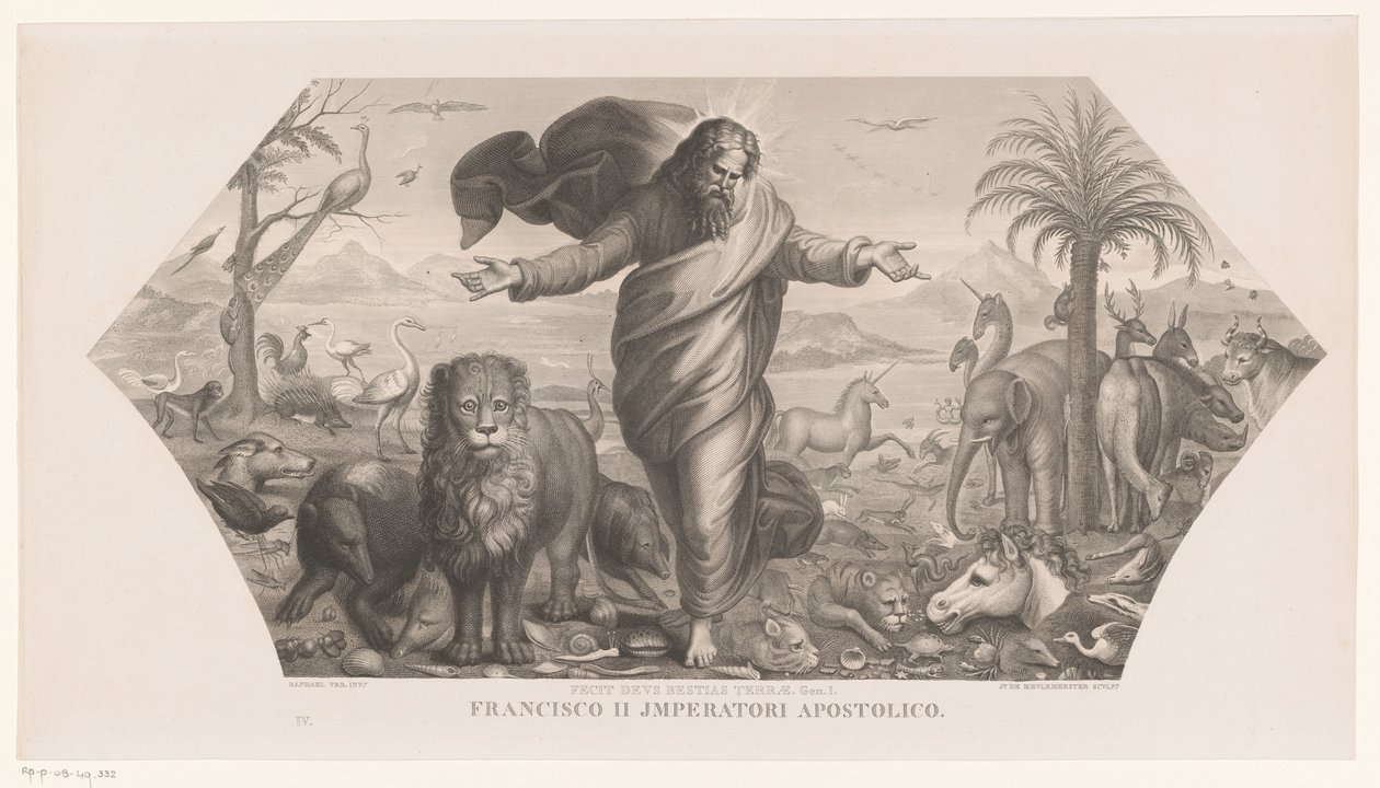 Eläinten luominen Fecit deus bestias terrae (otsikko esineessä) Luominen (sarjan nimi) tekijältä Jozef Karel De Meulemeester