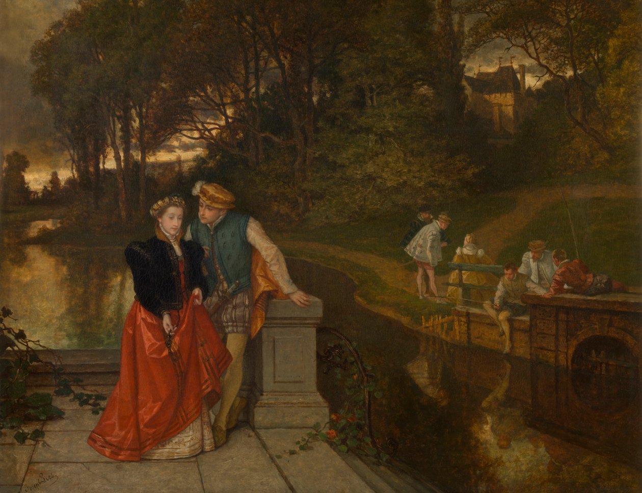 Lovers in the Park (öljy paneeliin) tekijältä Jozef Lies