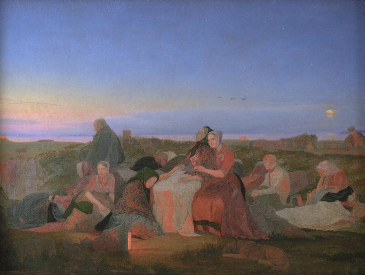Juhannusaatto. Sairaita ihmisiä nukkumassa Pyhän Helenan haudalla Tisvildessä tekijältä Jørgen V. Sonne