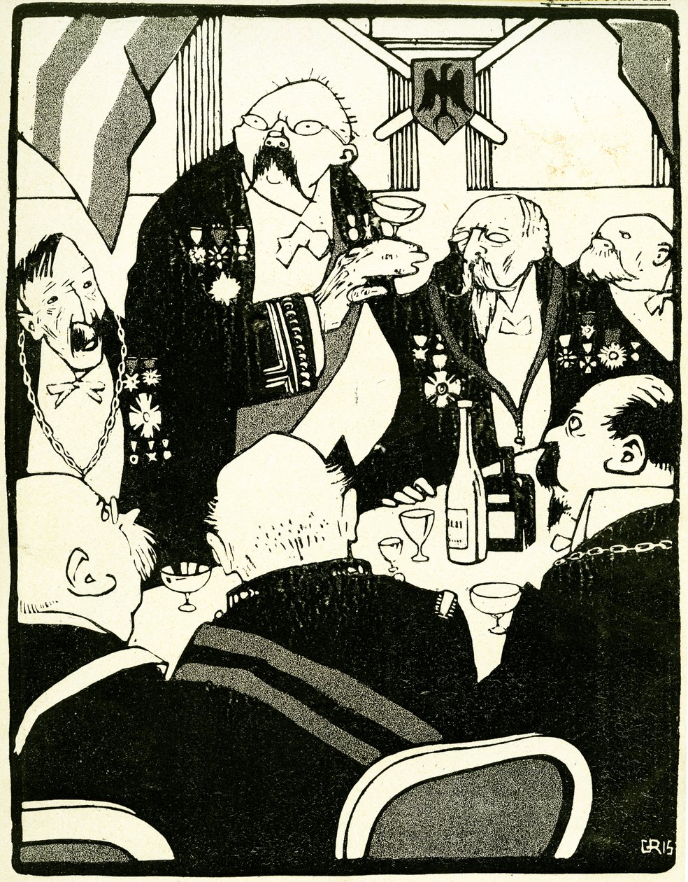 Euroopan johtajat pitävät maljan konferenssissa vuonna 1908. tekijältä Juan Gris