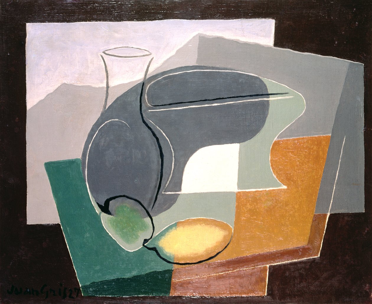 Hedelmäastia ja karahvi, 1927 tekijältä Juan Gris