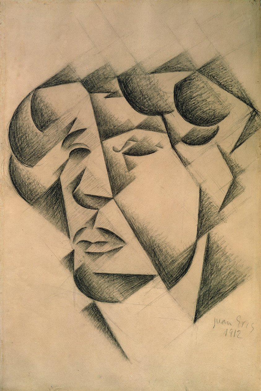 Omakuva, 1912 (hiili paperille) tekijältä Juan Gris