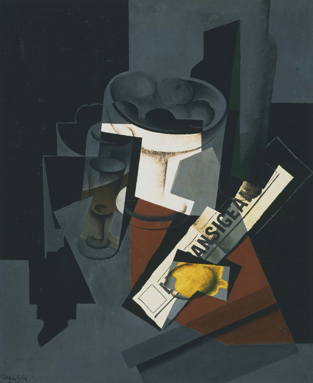 Asetelma sanomalehden kanssa tekijältä Juan Gris