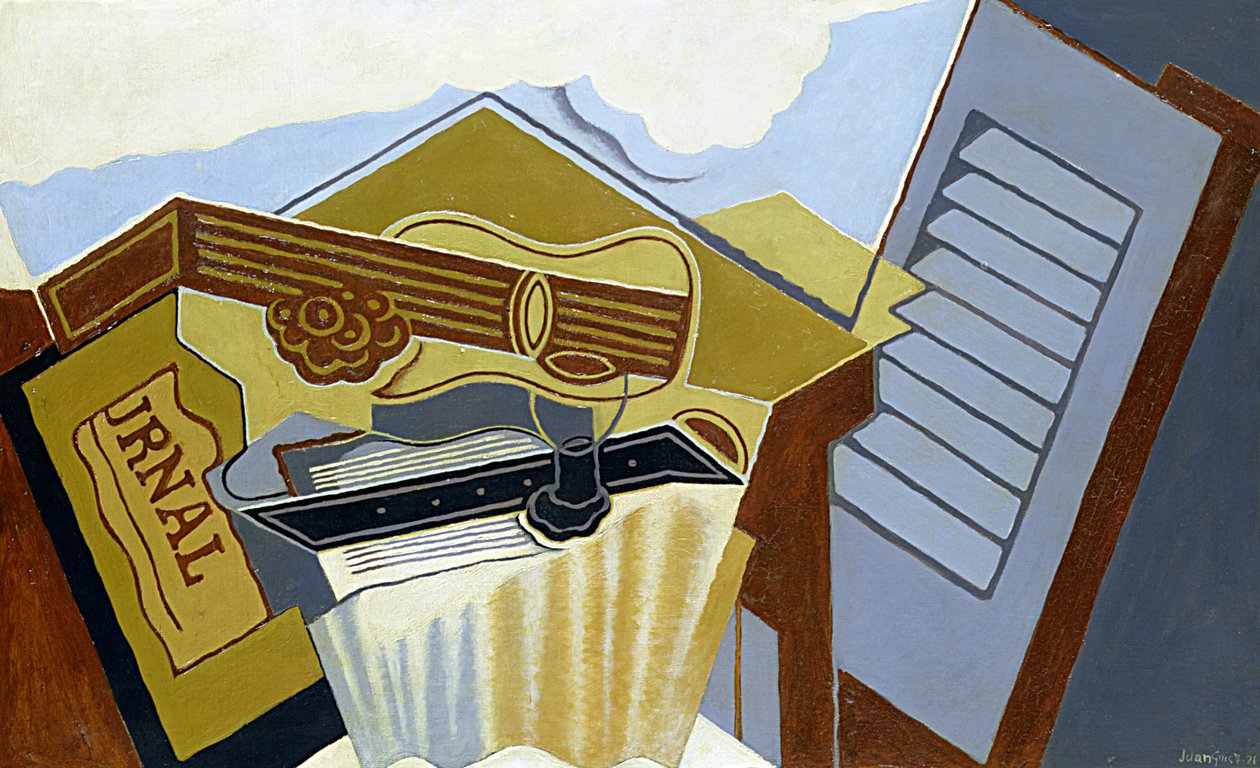 Asetelma valkoisen pilven kanssa tekijältä Juan Gris