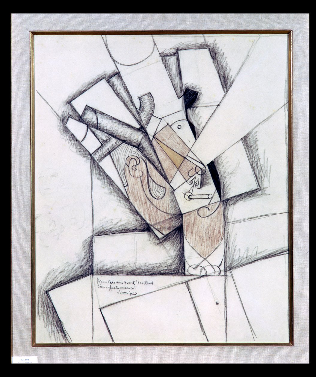Smoker, 1912 (hiili ja punainen liitu paperille) tekijältä Juan Gris