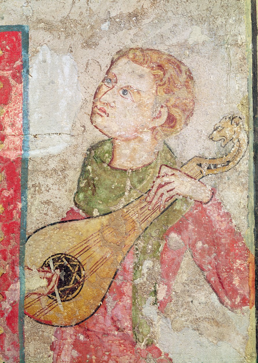 The Females Saints at the Tomb and the Resurrection, yksityiskohta Mandore Playerista, 1330 tekijältä Juan Oliver