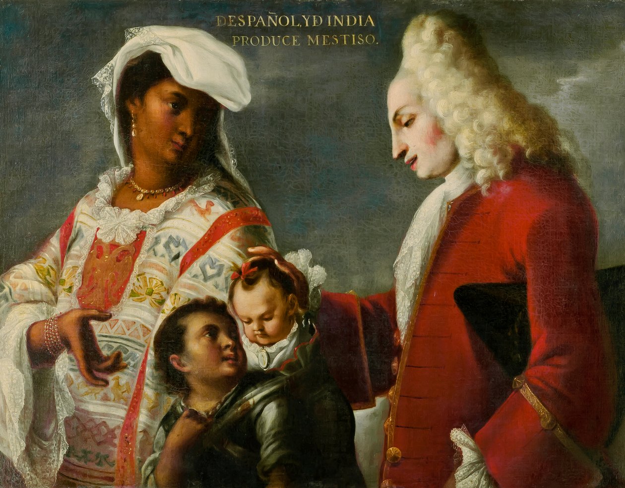 Espanjalainen ja intiaani tuottavat sekatyöläisen, noin 1715. tekijältä Juan Rodríguez Juárez