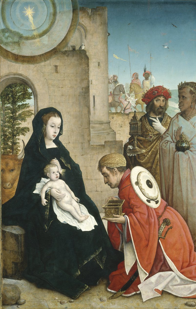 Maagisten palvominen, n.1508-19 tekijältä Juan de Flandes
