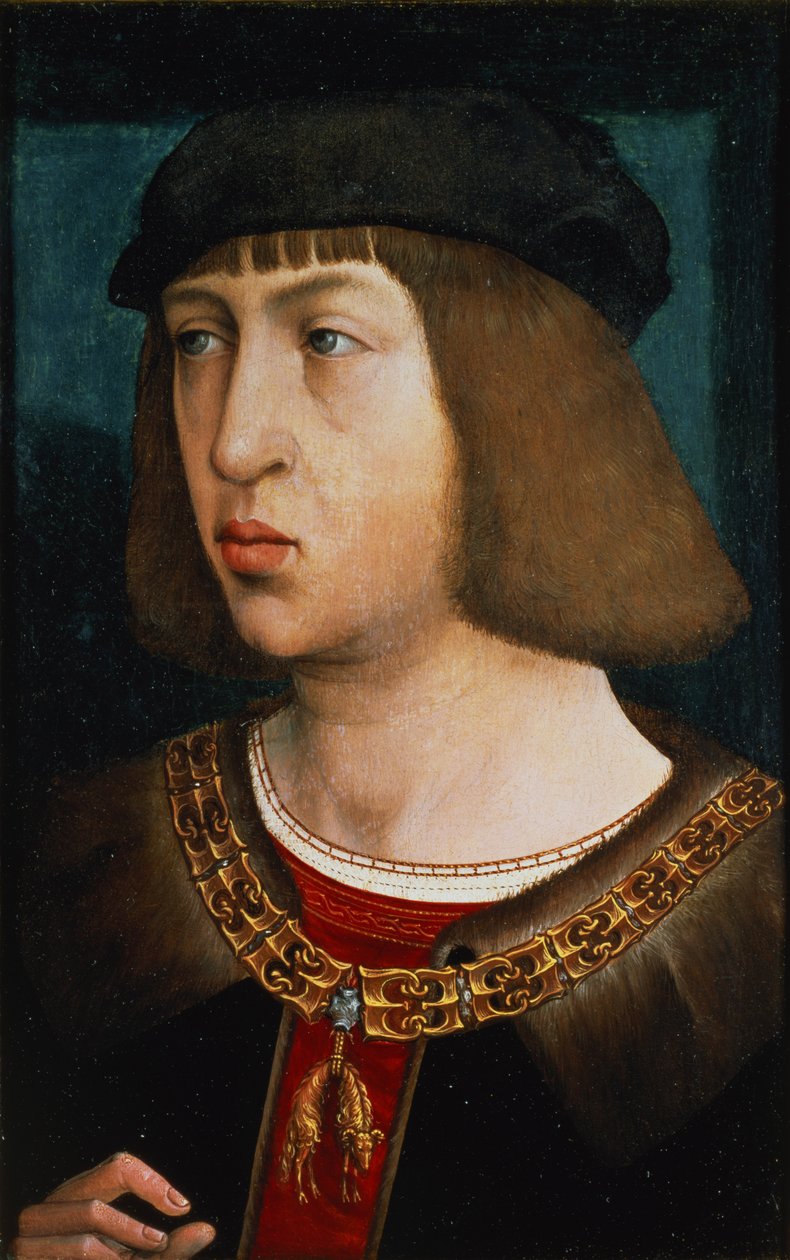 Espanjan Filip I (1478-1506), Maximilian I (1459-1519) ja Burgundin Marian (1457-82) poika, 1500 (paneeli). tekijältä Juan de Flandes