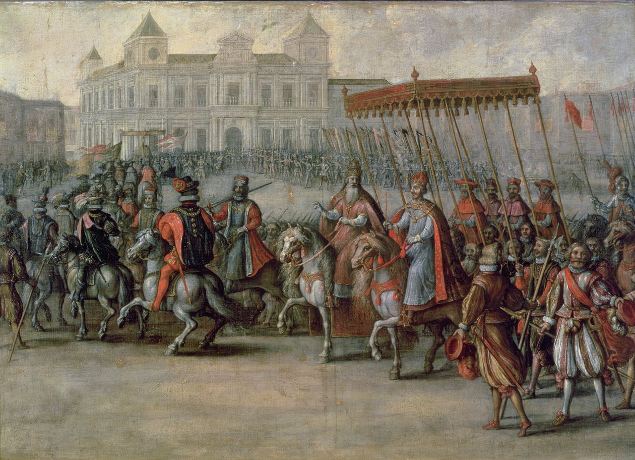 Kaarle V:n (1500-58) sisäänkäynti Bolognaan kruunajaisiksi tekijältä Juan de la Corte