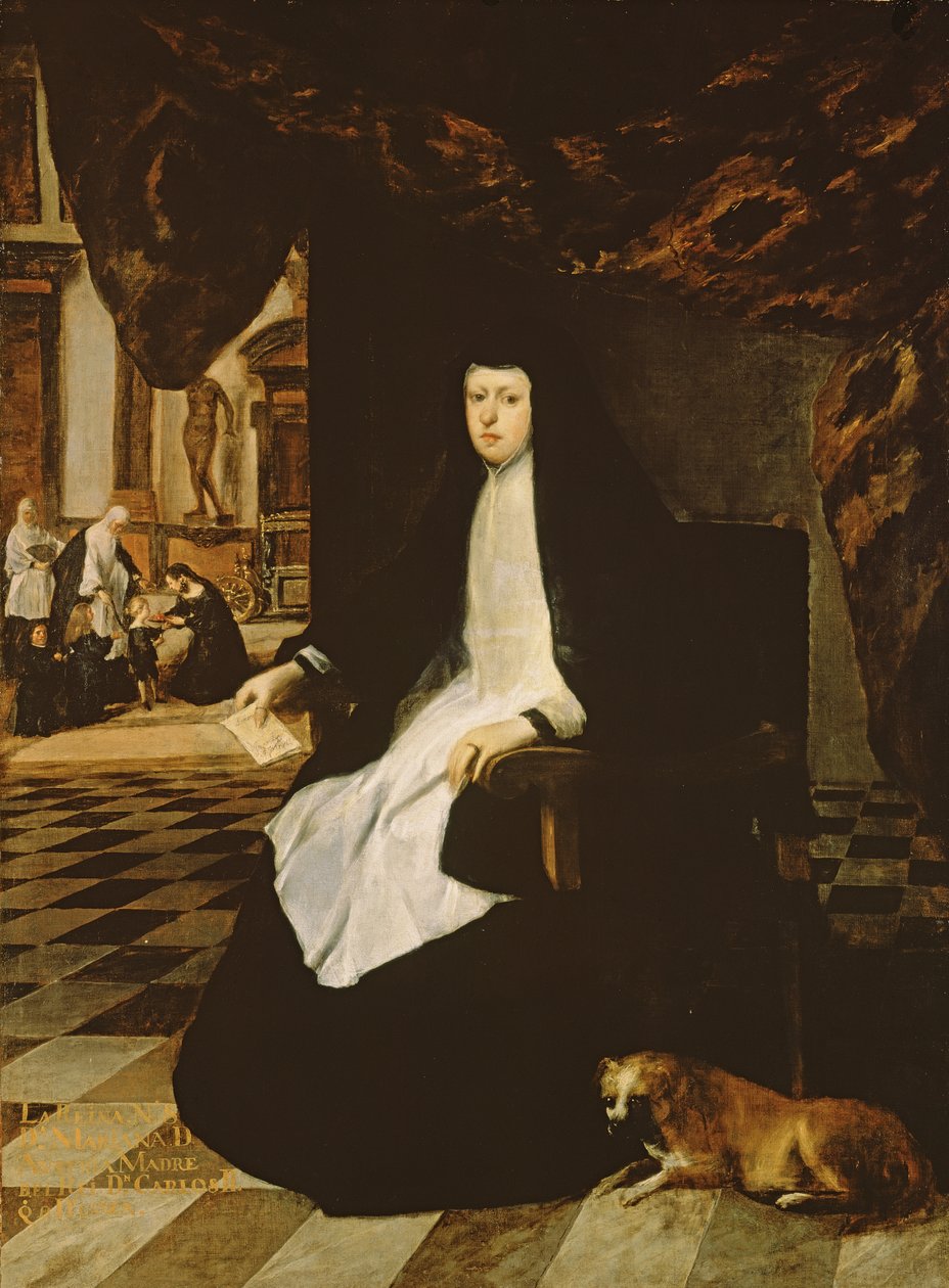 Espanjan kuningatar Marianan (s.1631) muotokuva surussa tekijältä Juan Bautista Martinez Del Mazo