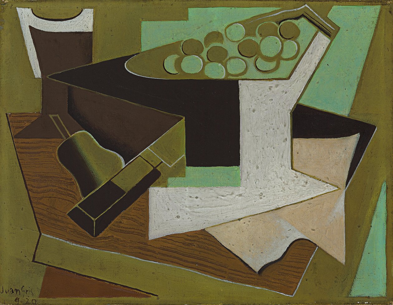 Rypäleterttu ja päärynä; Rypäleterttu ja päärynä, 1920 tekijältä Juan Gris