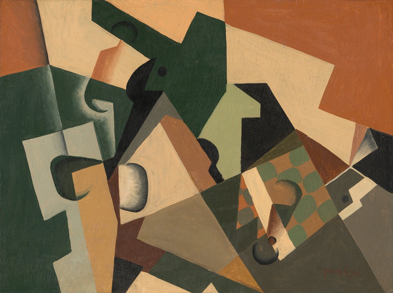 Lasi ja shakkilauta, c. 1917. tekijältä Juan Gris