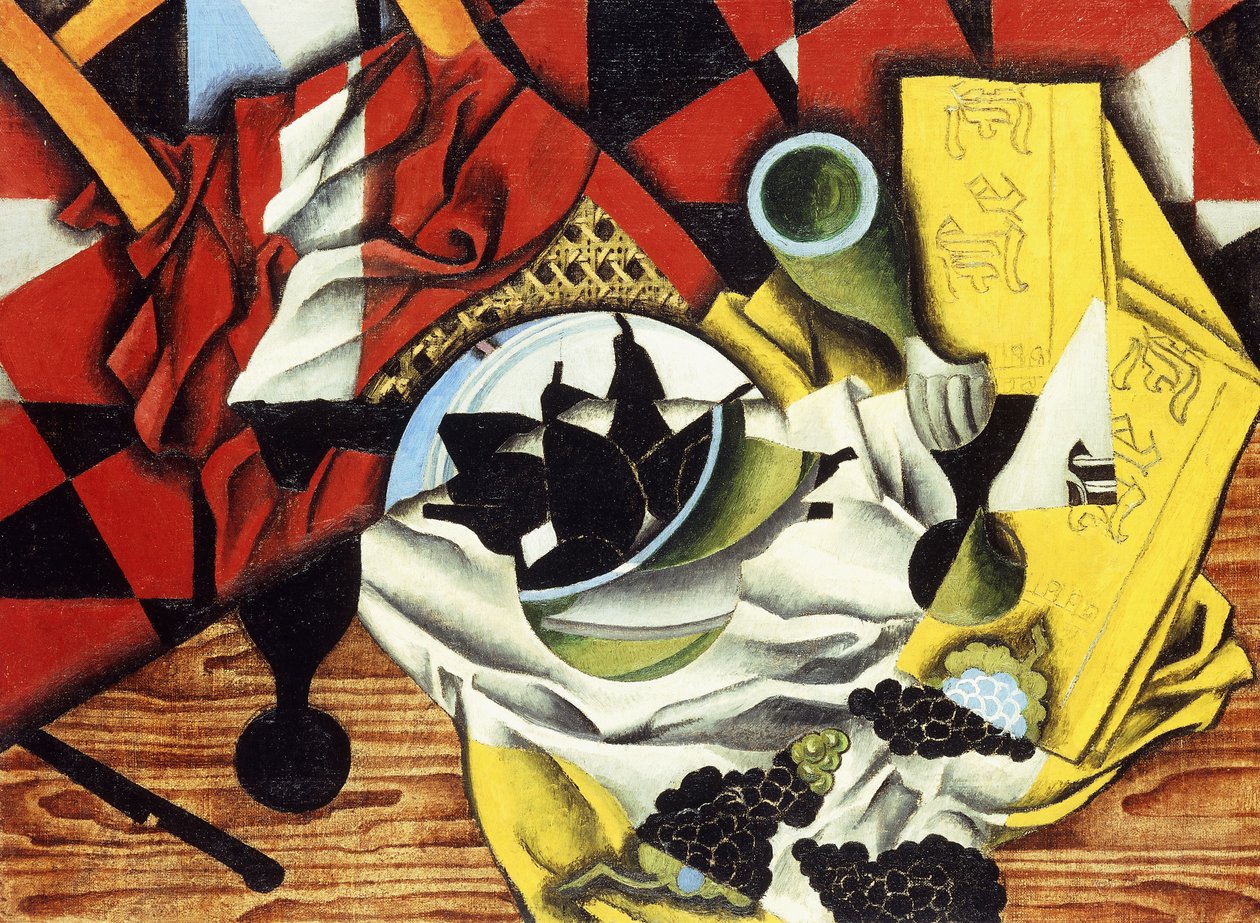 Päärynät ja viinirypäleet pöydällä; Päärynät ja viinirypäleet pöydällä, 1913 tekijältä Juan Gris