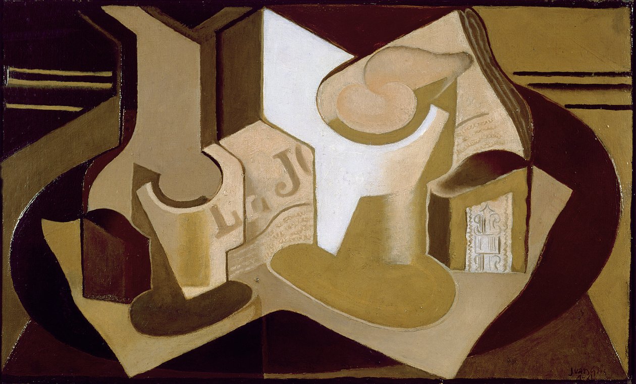 Asetelma sanomalehden kanssa, 1921 tekijältä Juan Gris