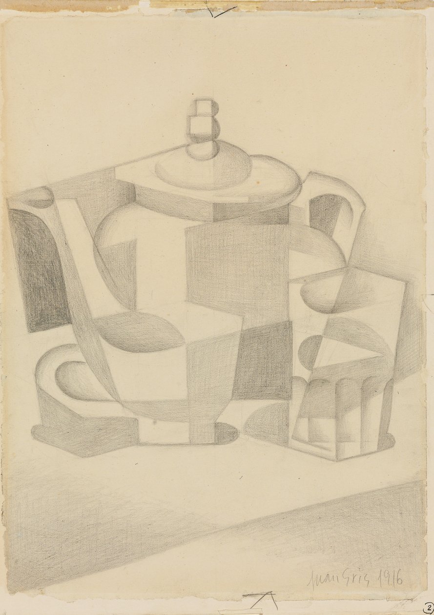 Asetelma teekannulla; Nature morte a la theiere, 1916 tekijältä Juan Gris