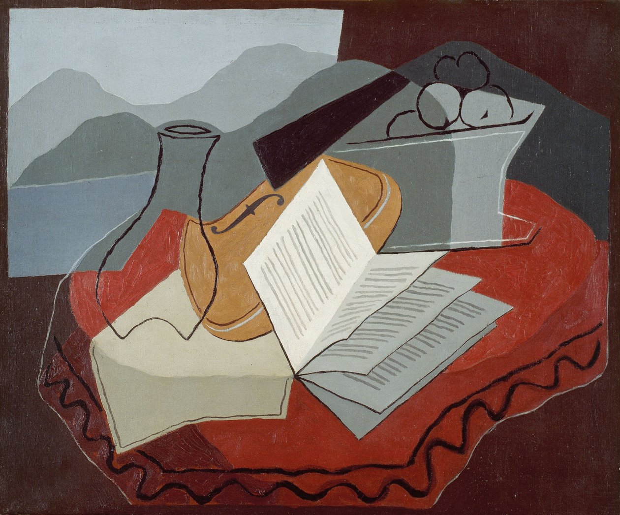 Viulu avoimen ikkunan edessä tekijältä Juan Gris